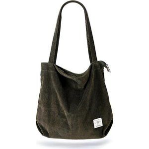 Women Corduroy Tote Bag Zipper Casual Tote's Handbag Big Capacity Shoulder Bag